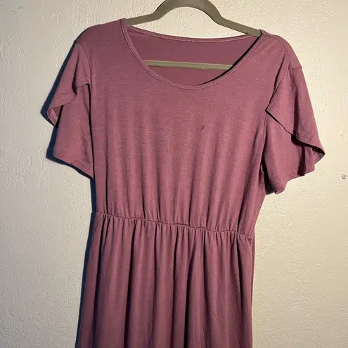 Elegant Mauve Maxi Dress Short Sleeve Pastel Long Ball Gown Size L Oversized Pink Size L