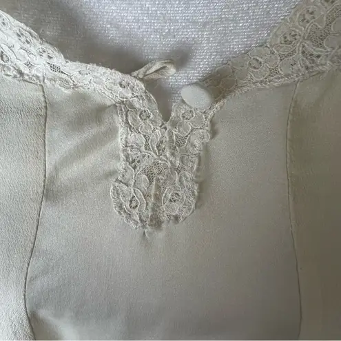 VTG Rositta 100% Silk Nightgown Maxi Ivory Bridal Victorian Romantic Sz M Lace Size M
