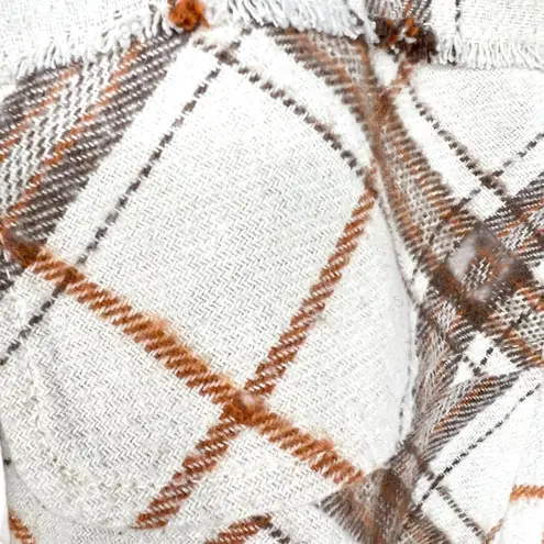 Democracy Plaid Light Shacket Jacket Ivory Beige Brown Size Large