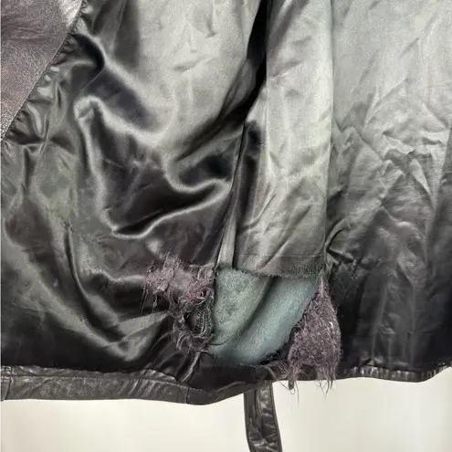 Valerie Stevens Vintage Lambskin Leather Belted Jacket in Black Size Medium