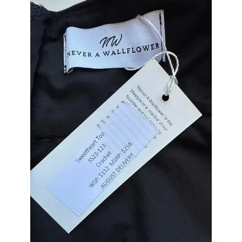 NWT Never A Wallflower Crochet Sweetheart Top & Maxi Skirt Set Size XS Black
