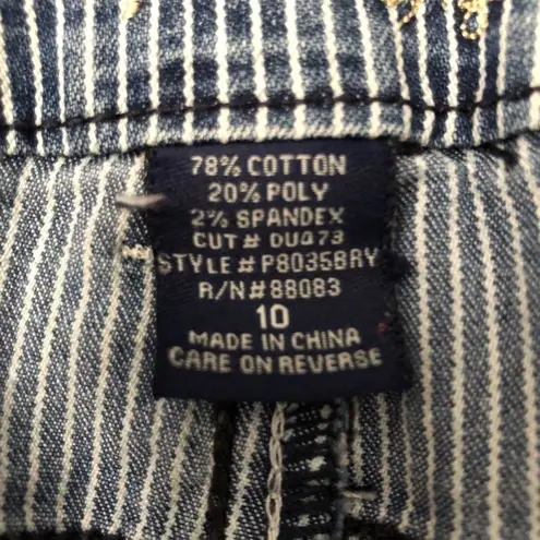 Duplex Denim Pinstripe Knee Length Women's Shorts Size 10 Blue