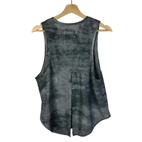 Boutique Blue Tie Dye Mesh Split Back Athletic Tank Top L