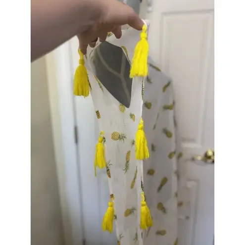 Pineapple Beach Cover Up Tassels Tropical Vacation Coastal Grandma White Size undefined