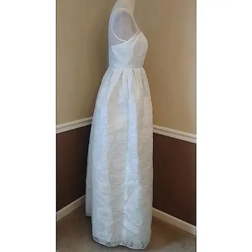 Chi Chi London White & Silver Rose Jacquard Wedding Gown Maxi Dress by Minuet from Modcloth NEW