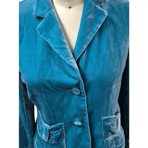 Susan Lewis Rayon Blend Teal Turquoise Velvet Jacket Sz M NWOT Blue Size M