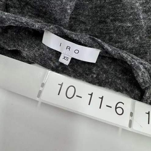 IRO Shirt Womens XS Gray Ilean Short Sleeve Cut Out Wool Blend Lightweight