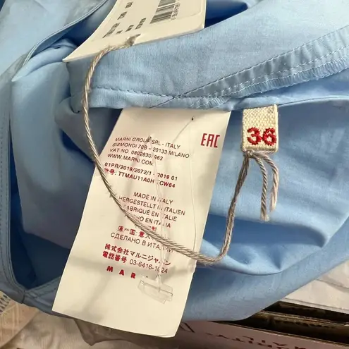 Marni Ruffle Cotton Poplin Tank Top in Lake Blue Size 36 / US 0