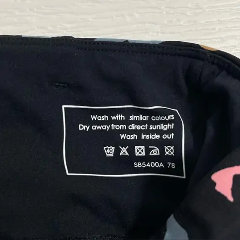 Sweaty Betty Power Workout 7/8 Leggings Black Pink Blue Abstract Sz SMALL