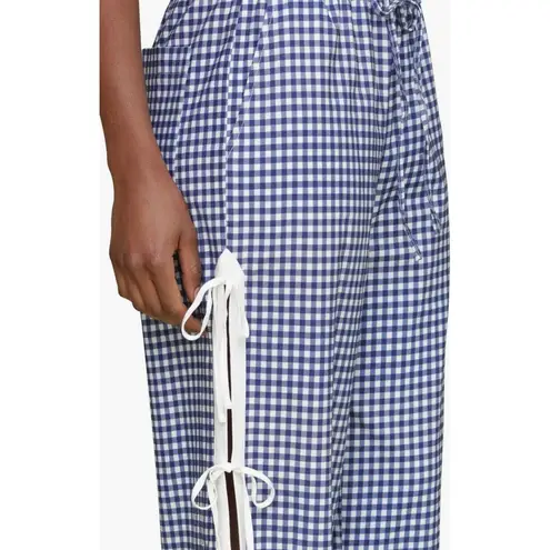 Avec Les Filles Side Tie Gingham Drawstring Pants XS Navy White Gingham NWT