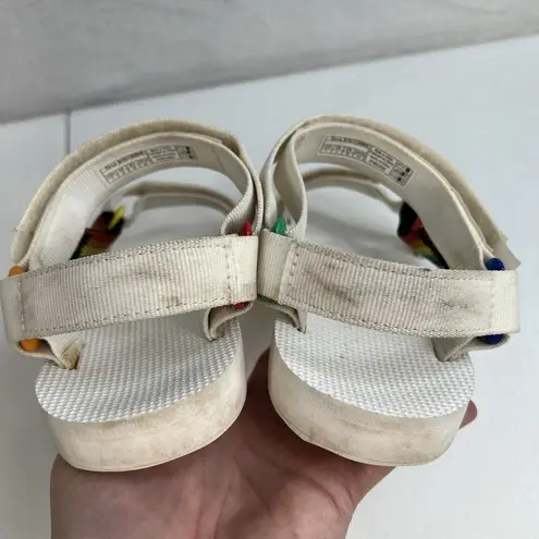 Teva Size 7 Sandals Original Universal Pride White Rainbow 1125890 Adjustable