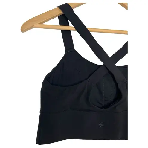 Athleta  Top Womens M Sports Bra Formation Longline Workout Criss Cross Black