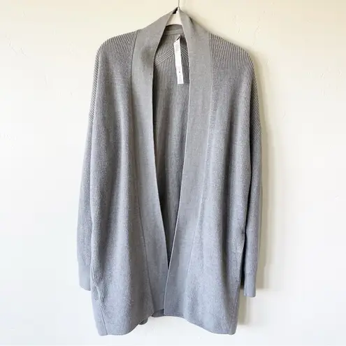 Lululemon  Merino Wool Blend Ribbed Long Wrap Sweater Cardigan Size 6 Gull Grey