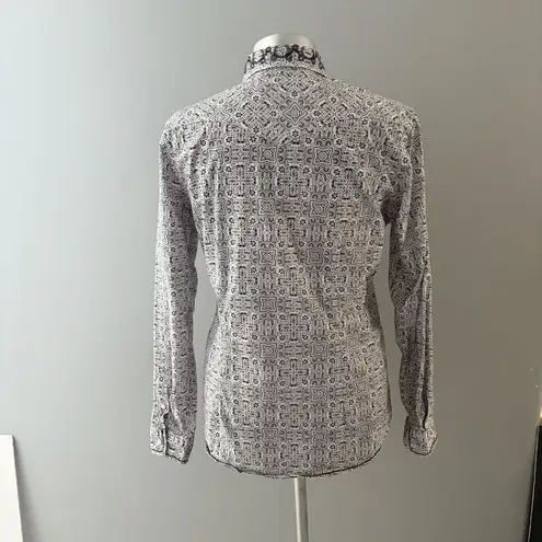 Panhandle Roughstock Shirt Womens Medium Black White Western Pearl Snap Rodeo