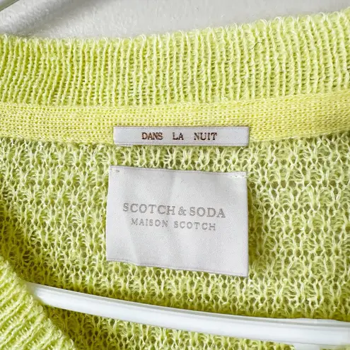 Scotch & Soda Sweater Womens M Linen Mohair Wool Colorblock Sleeves in Citrus