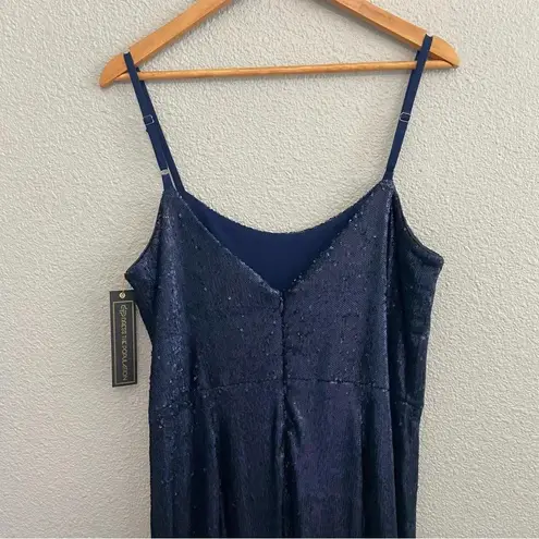 Dress the Population NWT Sandra Plunge Sequin Evening Dress in Navy Size XXL