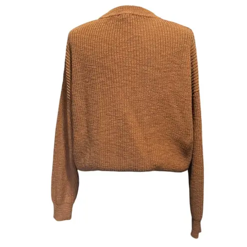 It Is Well 100% Cotton Textured Knit Sweater – Women’s Small – Caramel Brown