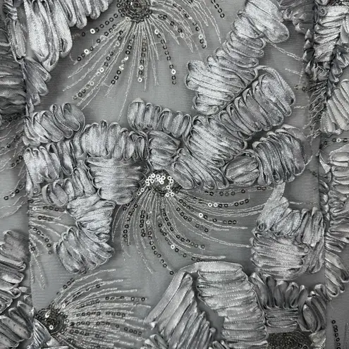 Alex Evenings Alex Evening Silver Embroidered Sequins Flare Party Wedding Guest Dress Size 16