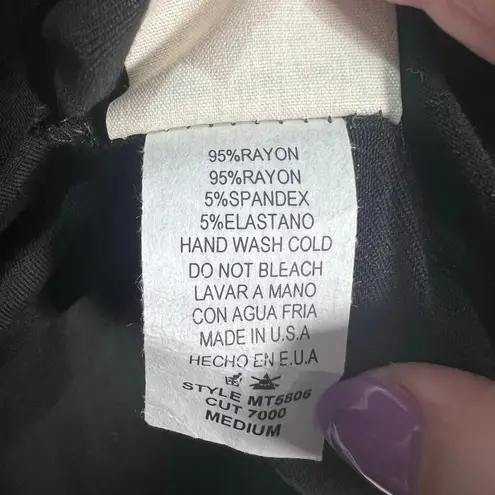 Three Bird Nest M Cross Front Long Sleeve Blouse Boho Casual Boutique with Tags Black Size M