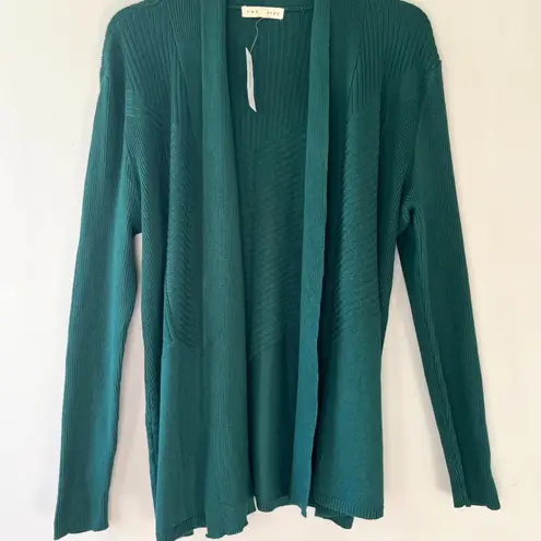 Retrology Sz S Green Stretch Open Cardigan Sweater Long Sleeves