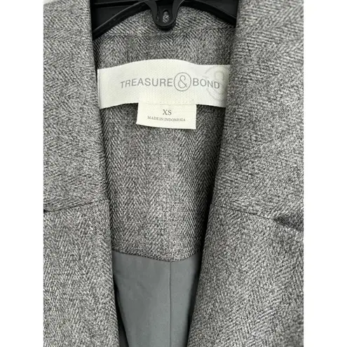 Treasure & Bond Herringbone Oversized Blazer Grey Charcoal NWT XS