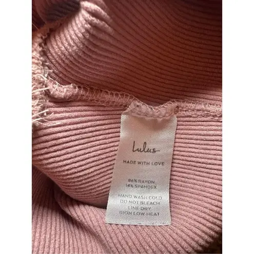 Lulu’s Pink Ribbed Crop Tank Top Sz S
