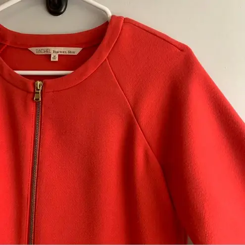 RACHEL Rachel Roy Coral Zip Front Long Sleeve Shift Dress Medium