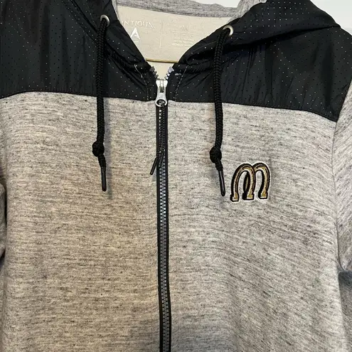 Antigua Gray and Black Fitted Zippered Hoodie - Billings Mustangs