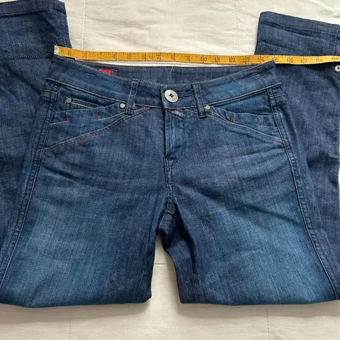 Marithe Francois Girbaud bright indigo orange weft mid rise capri denim jeans Blue Size M