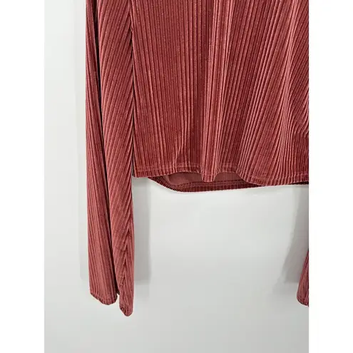 PaperMoon Pink Feeling Royal Ribbed Textured Long Sleeve Top Women's Size Medium