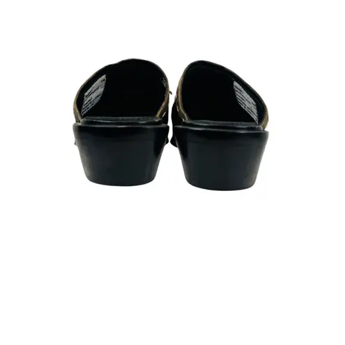 Sonora Hair On Hide Western Mules Sz 6 Black Gold Leather Cowgirl Heels Boho