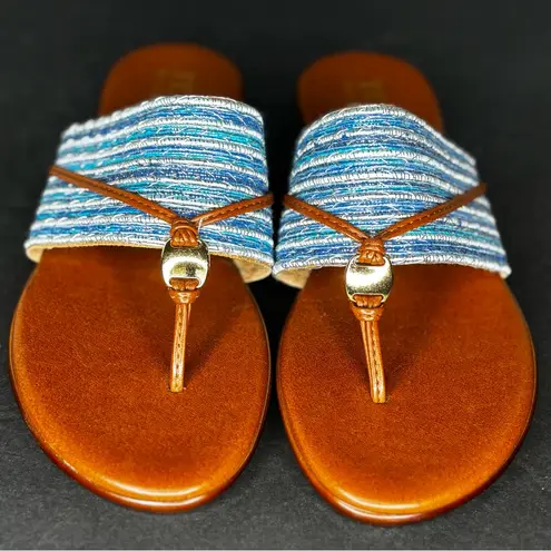 Italian Shoemakers Sandal US Size 8.5 Denim Style Blue & White Striped