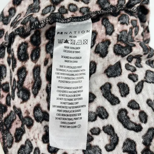 PE Nation Bar Down Top Animal Leopard Cheetah Print Long Sleeve Top XS Brown