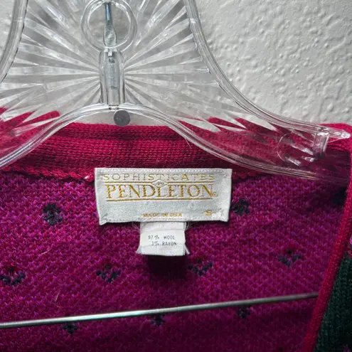 Pendleton Vintage Sophisticates Wool Cardigan Floral Green Pink Small 90s winter