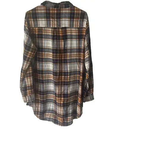 Jag jeans Jag Women's Size Medium Plaid Brown Blue Button Tunic Top