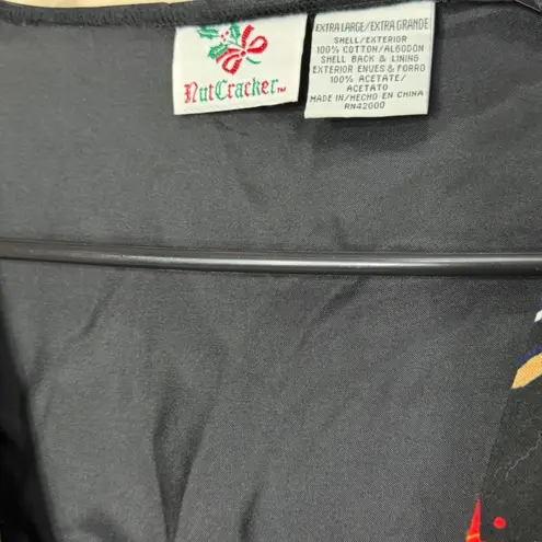 Vintage Nutcracker XL Ugly Christmas Vest Holiday Party Santa Teddy Bears Gifts Black