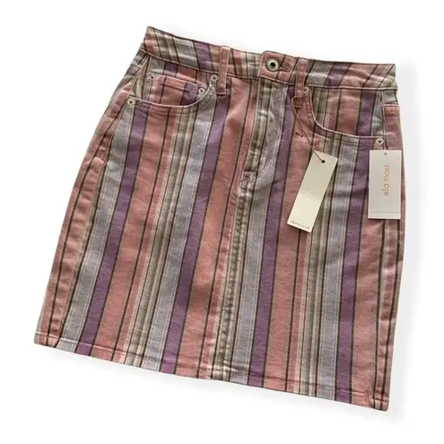 Ella Moss  | High Waist Denim Mini Skirt Rainbow Stripe Juniors 24