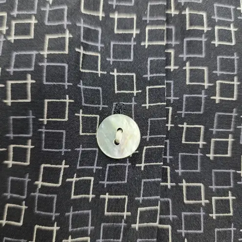 Grace Chemise Silk Blouse Black Grey Sleeveless Button