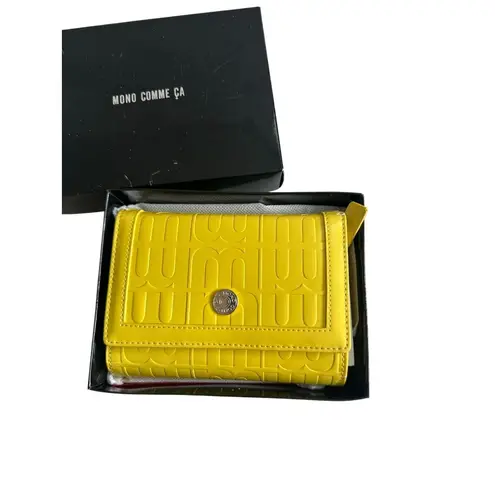MONO COMME CA Yellow Logo Snap Wallet NEW in box