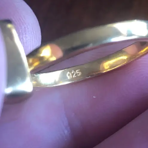 Handcrafted 18kt 925 vermeil strawberry quartz ring 8.5 Gold