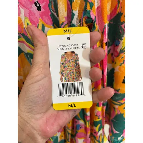 Anne cole NWT  M/L Sunshine Floral Swimsuit Cover Bold Pool Beach Summer