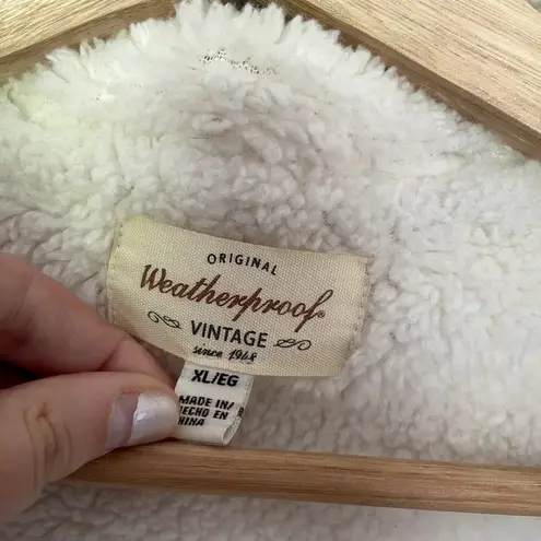 Weatherproof sherpa fleece sleeveless vest with hood pockets woman's size XL