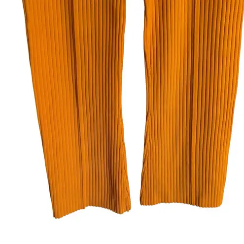 Nanushka Orange Ribbed Knit Wide Leg High Rise Pull
