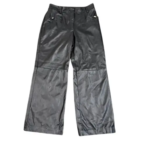 Derek Lam 10 Crosby x RTR Flare Faux Leather Sailor Pant in Black, Size US 12