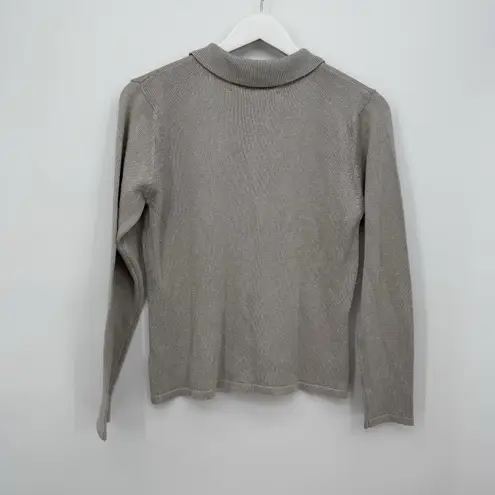 Joseph A Petite Paris Silver Metallic Silk Cardigan Sweater Size Small Petite