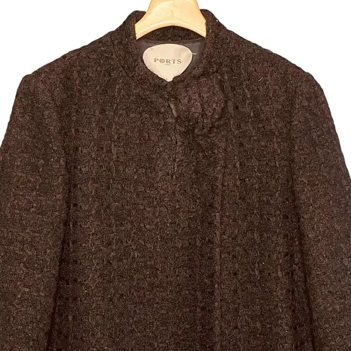 Ports 1961 Wool Blend Logo Plaque Single Breasted Coat Black Size 6
