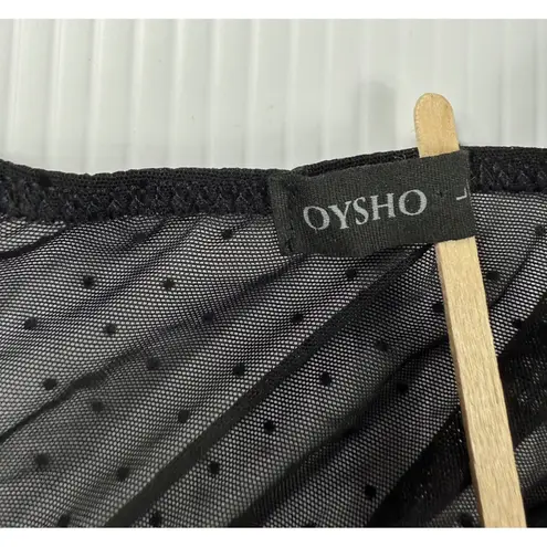Oysho Body Sheer Polka Dot Long Sleeve Top Black L