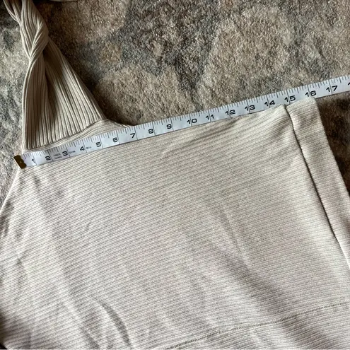 Free People  Beach Relaxed Fit Mock Neck Long Sleeve Ribbed Knit Top Medium