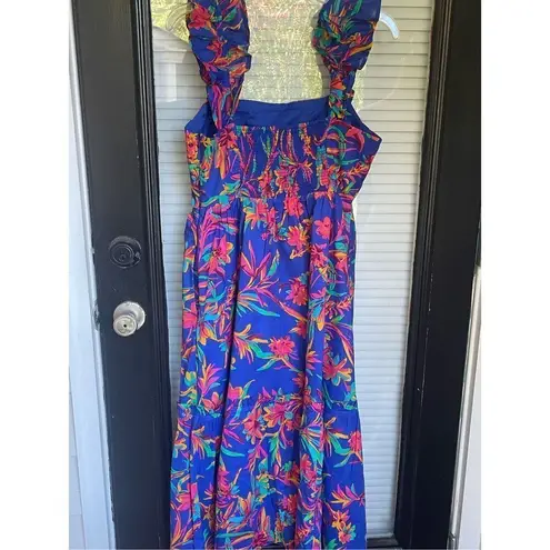 NWT JCrew Floral Tropical Square Neck Midi Dress Blue Size 8