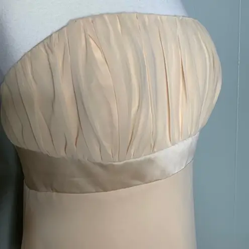 Alfred Angelo Champagne Chiffon Overlay Formal Prom Hi/Lo Strapless Dress M